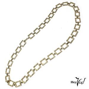 Vintage Chain Necklace Ornate Rectangles Chunky Statement 24" Long - Hey Viv